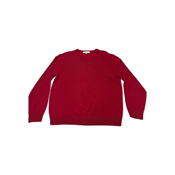 Turnbury Sweater Mens M Red Merino Wool V Neck Pullover Classic Holiday Office - Picture 1 of 6